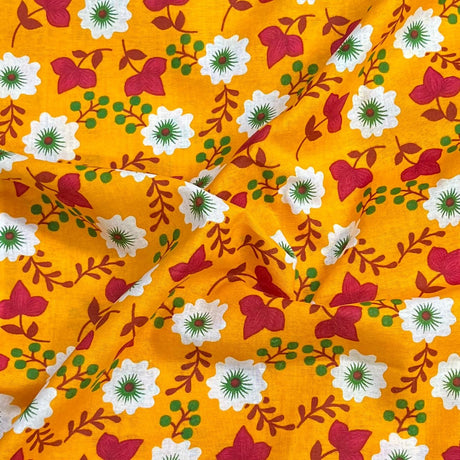 Pound A Metre 3 Metres Luxury Printed Cotton – 36" Wide- (Yellow Flower)