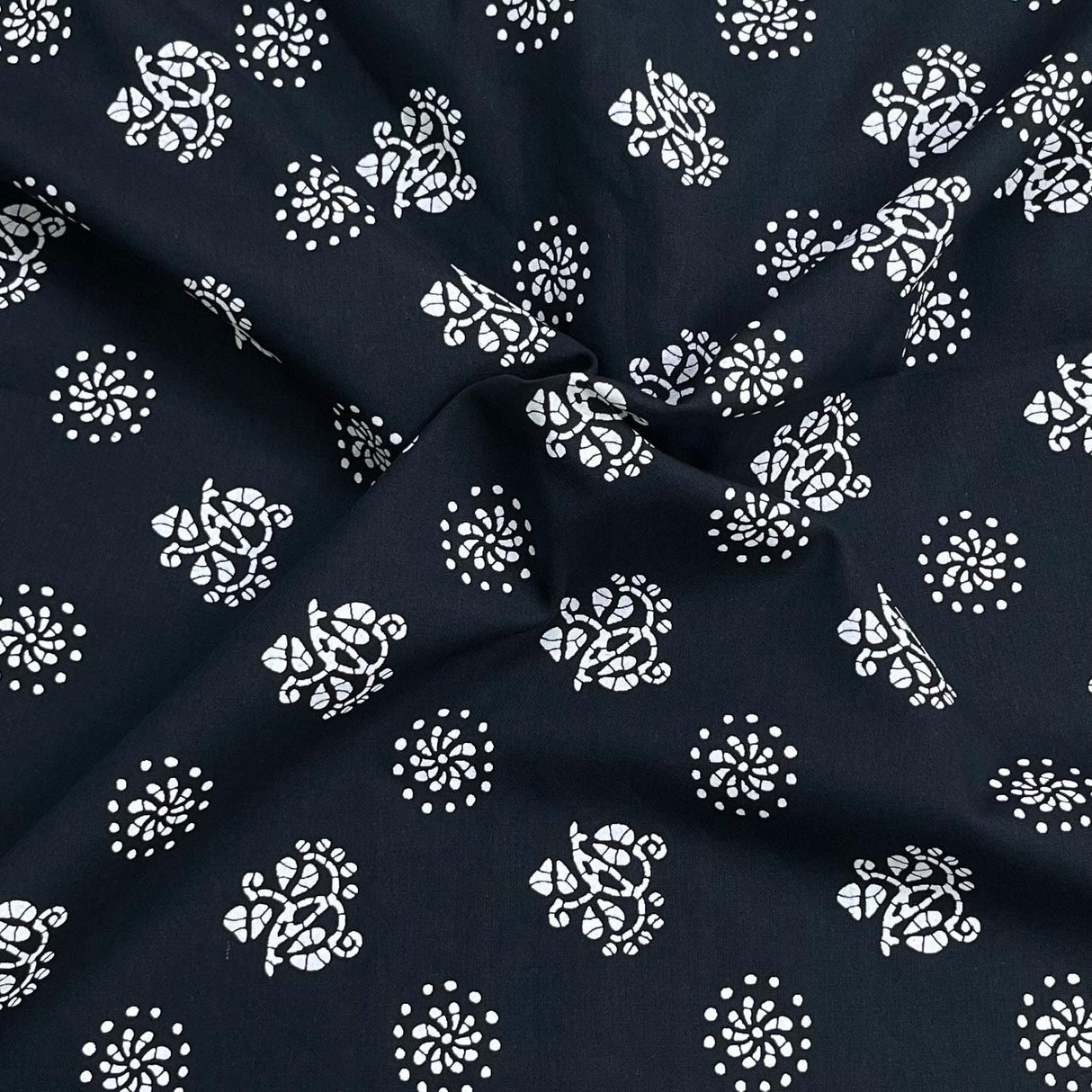 Pound A Metre 3 Metres Luxury Printed Cotton – 42" Wide- (Navy)