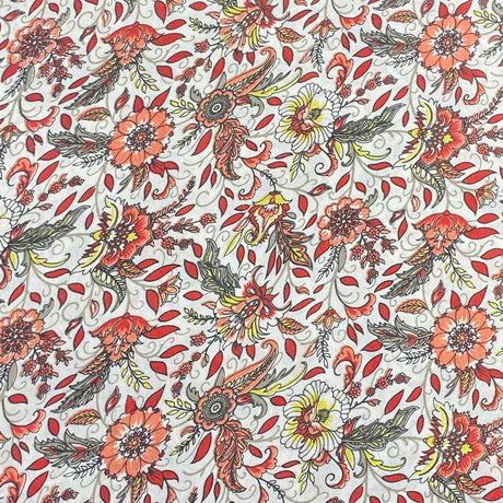 Pound A Metre 3 Metres Luxury Printed Cotton Lawn – 45" Wide- (Coral) (EOL)