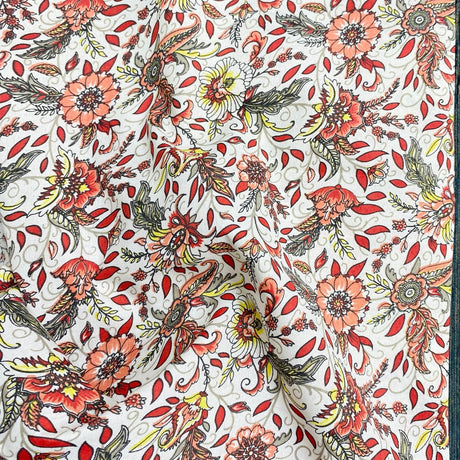 Pound A Metre 3 Metres Luxury Printed Cotton Lawn – 45" Wide- (Coral) (EOL)