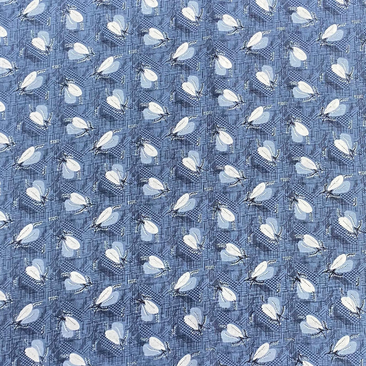 Pound A Metre 3 Metres Luxury Printed Polyester Cotton – 44" Wide- (Blue Leaf)