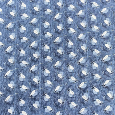 Pound A Metre 3 Metres Luxury Printed Polyester Cotton – 44" Wide- (Blue Leaf)