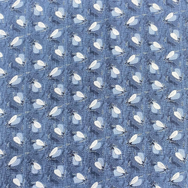 Pound A Metre 3 Metres Luxury Printed Polyester Cotton – 44" Wide- (Blue Leaf)