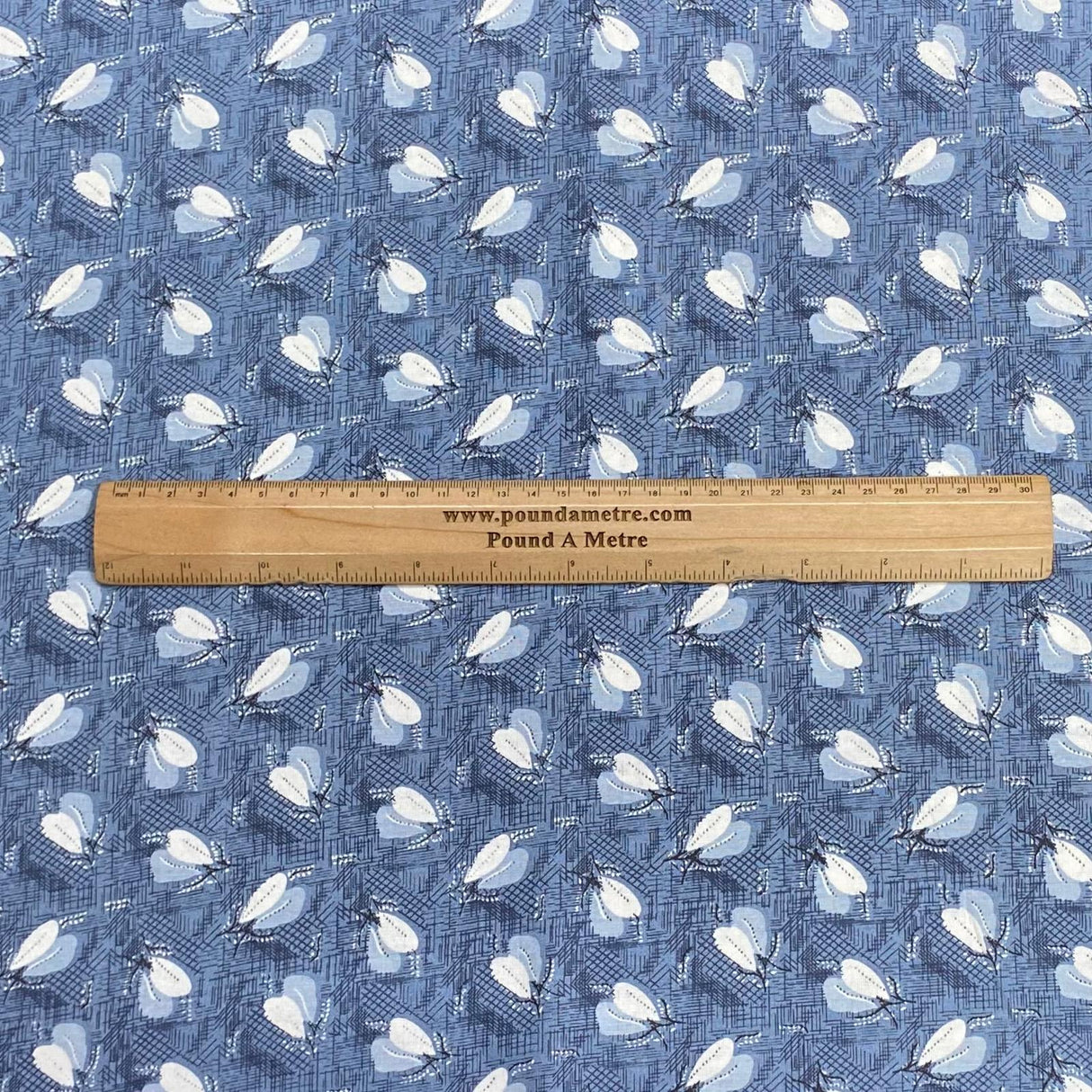 Pound A Metre 3 Metres Luxury Printed Polyester Cotton – 44" Wide- (Blue Leaf)