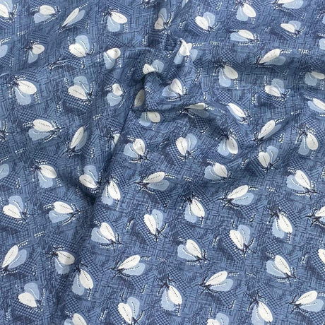 Pound A Metre 3 Metres Luxury Printed Polyester Cotton – 44" Wide- (Blue Leaf)