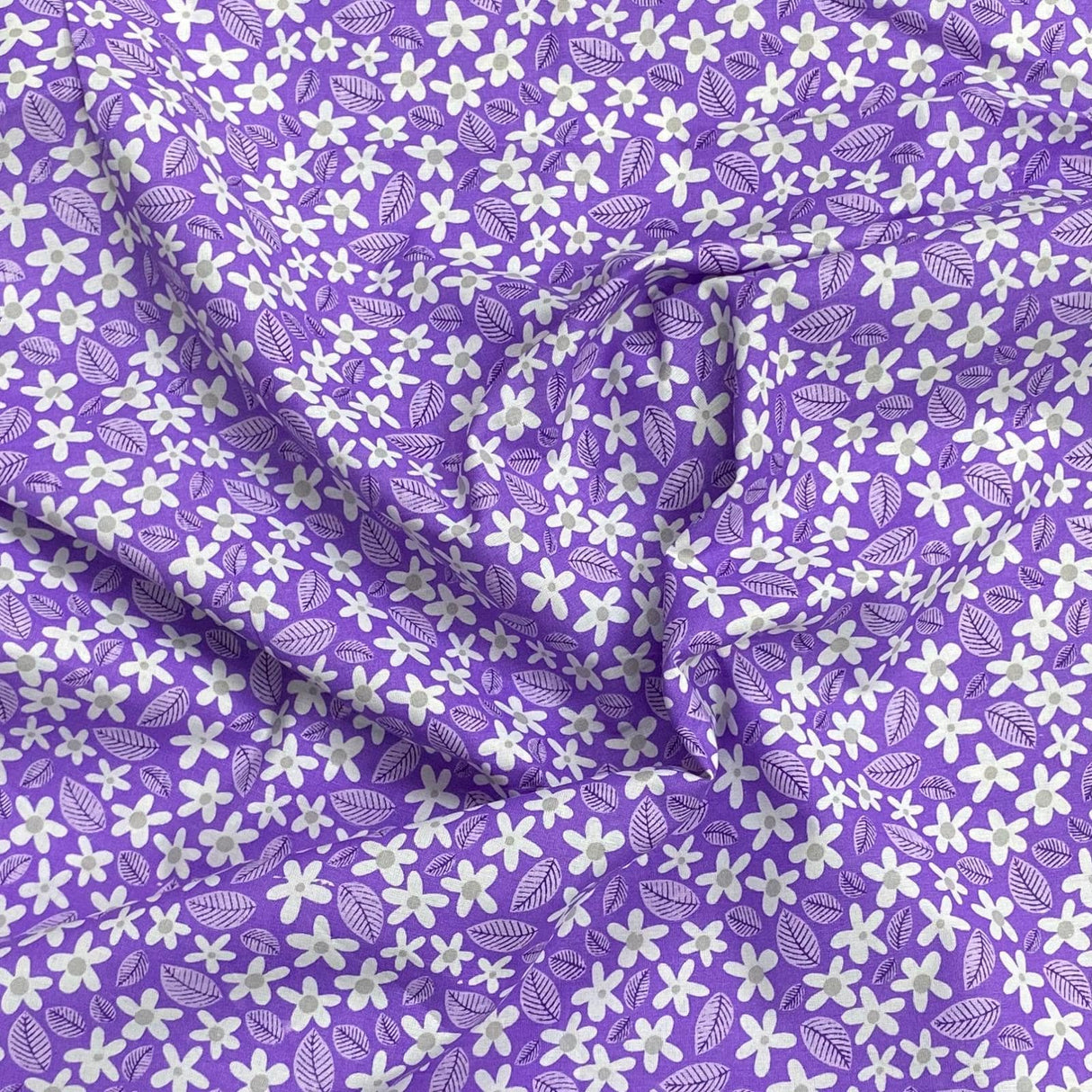 Pound A Metre 3 Metres Luxury Printed Polyester Cotton – 44" Wide- (Purple Flower)