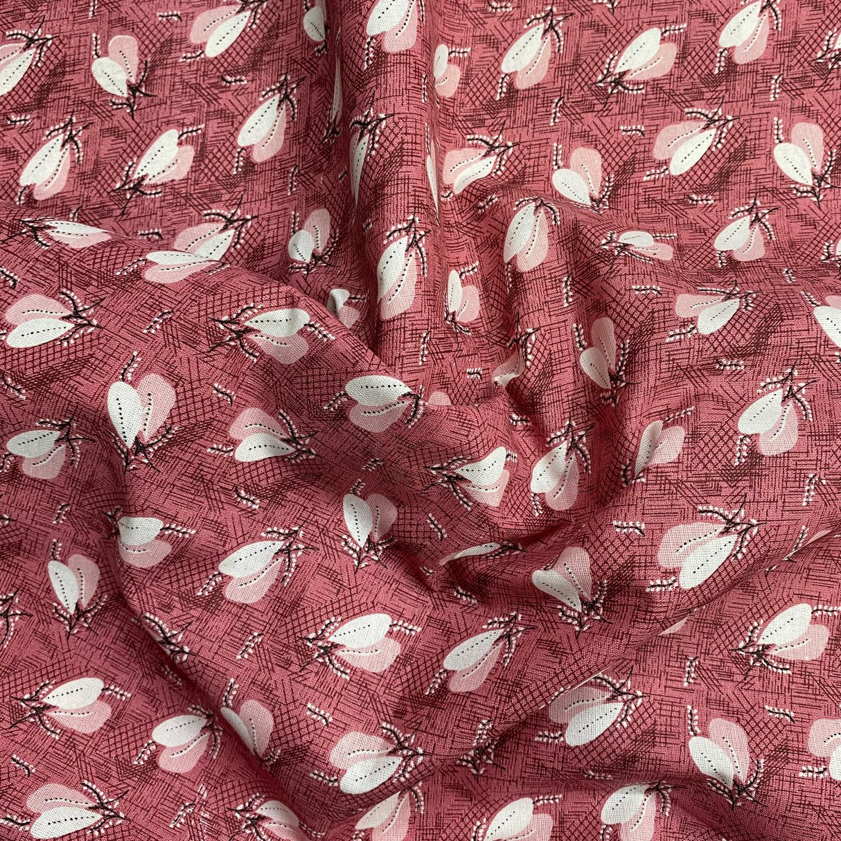 Pound A Metre 3 Metres Luxury Printed Polyester Cotton – 44" Wide- (Red Leaf)