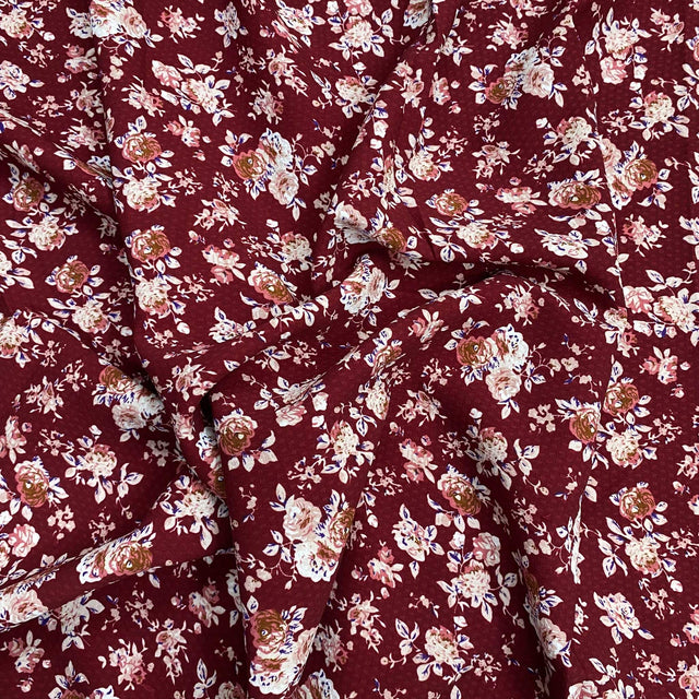 Pound A Metre 3 Metres 3 Metres Luxury Soft Heavy Printed Crepe - 55" Wide (Wine)