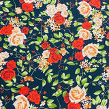Pound A Metre 3 Metres 3 Metres Luxury Soft Printed Crepe - 55" Wide (Black Rose)