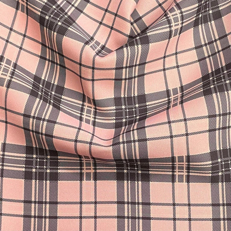 Pound A Metre 3 Metres Luxury Soft Printed Ponte Scuba - 55" Wide - (Pink Checks)
