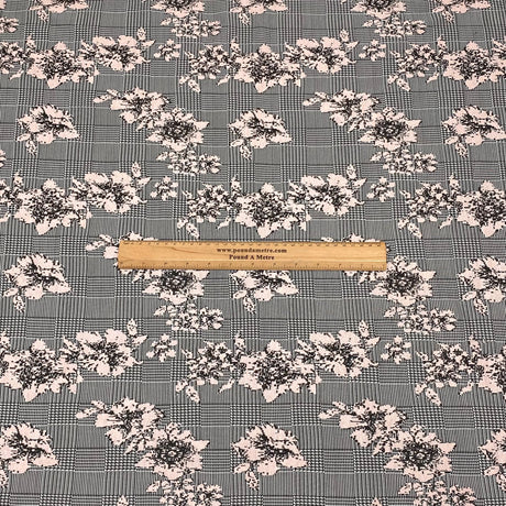 Pound A Metre 3 Metres 3 Metres Luxury Soft Printed Ponte Scuba - 55" Wide (Pink Flowers)