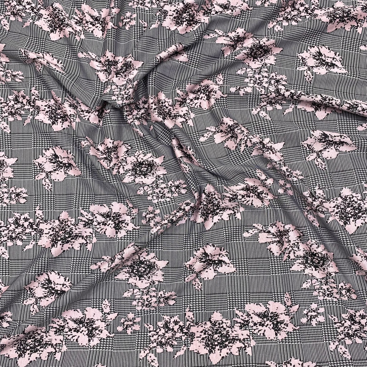 Pound A Metre 3 Metres 3 Metres Luxury Soft Printed Ponte Scuba - 55" Wide (Pink Flowers)