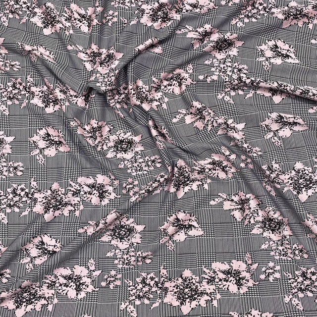 Pound A Metre 3 Metres 3 Metres Luxury Soft Printed Ponte Scuba - 55" Wide (Pink Flowers)