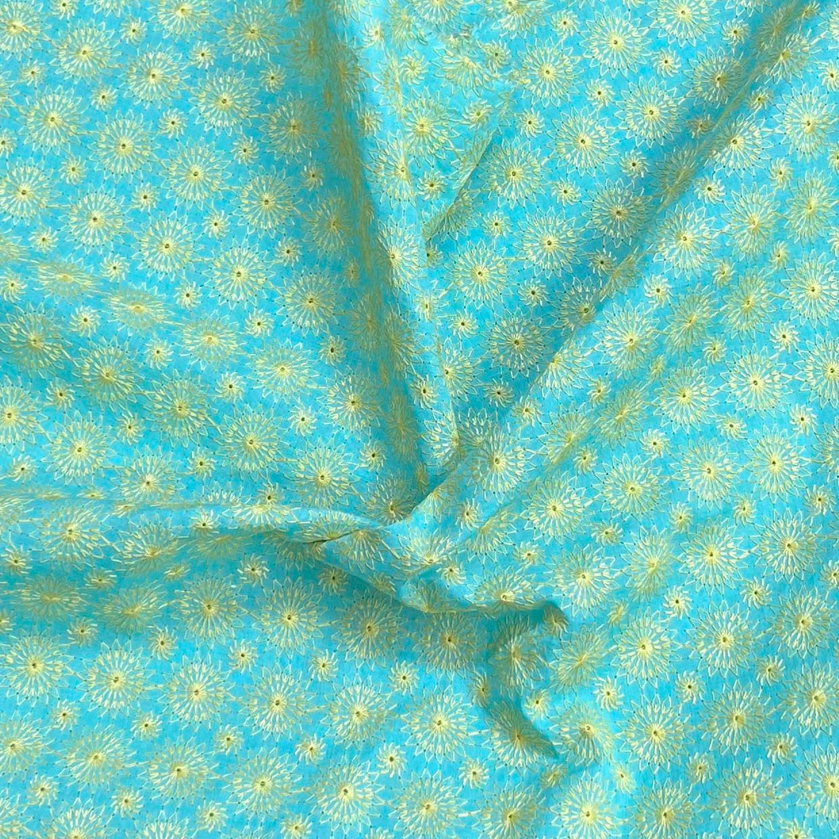 Pound A Metre 3 Metres Polyester Embroidery Cotton Fabric – 45" Wide (Sky Embroidery)