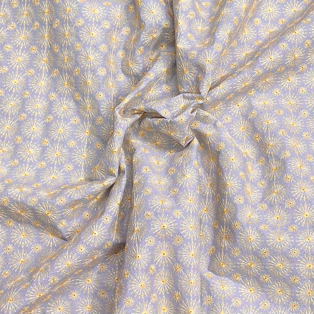 Pound A Metre 3 Metres Polyester Embroidery Cotton Fabric – 45" Wide (Slate Grey Embroidery)