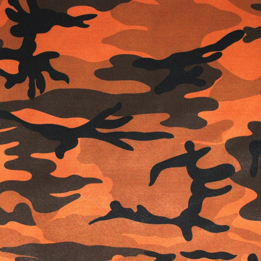 3 Metres Premium Camouflage Lycra Jersey- 55" Wide (Orange & Black) - Pound A Metre