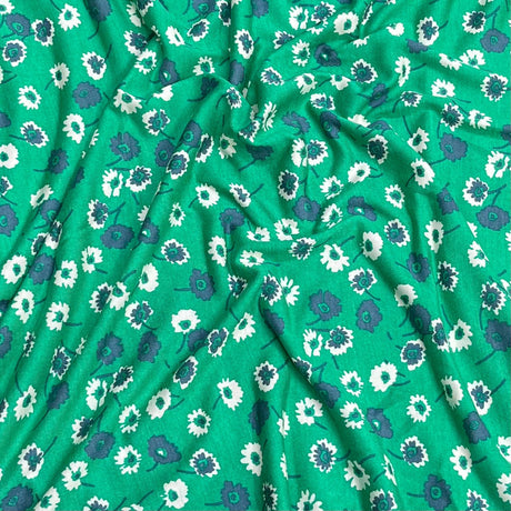 Pound A Metre 3 Metres, Premium Cotton-Feel Jersey Fabric – 55” Wide (Green Floral)