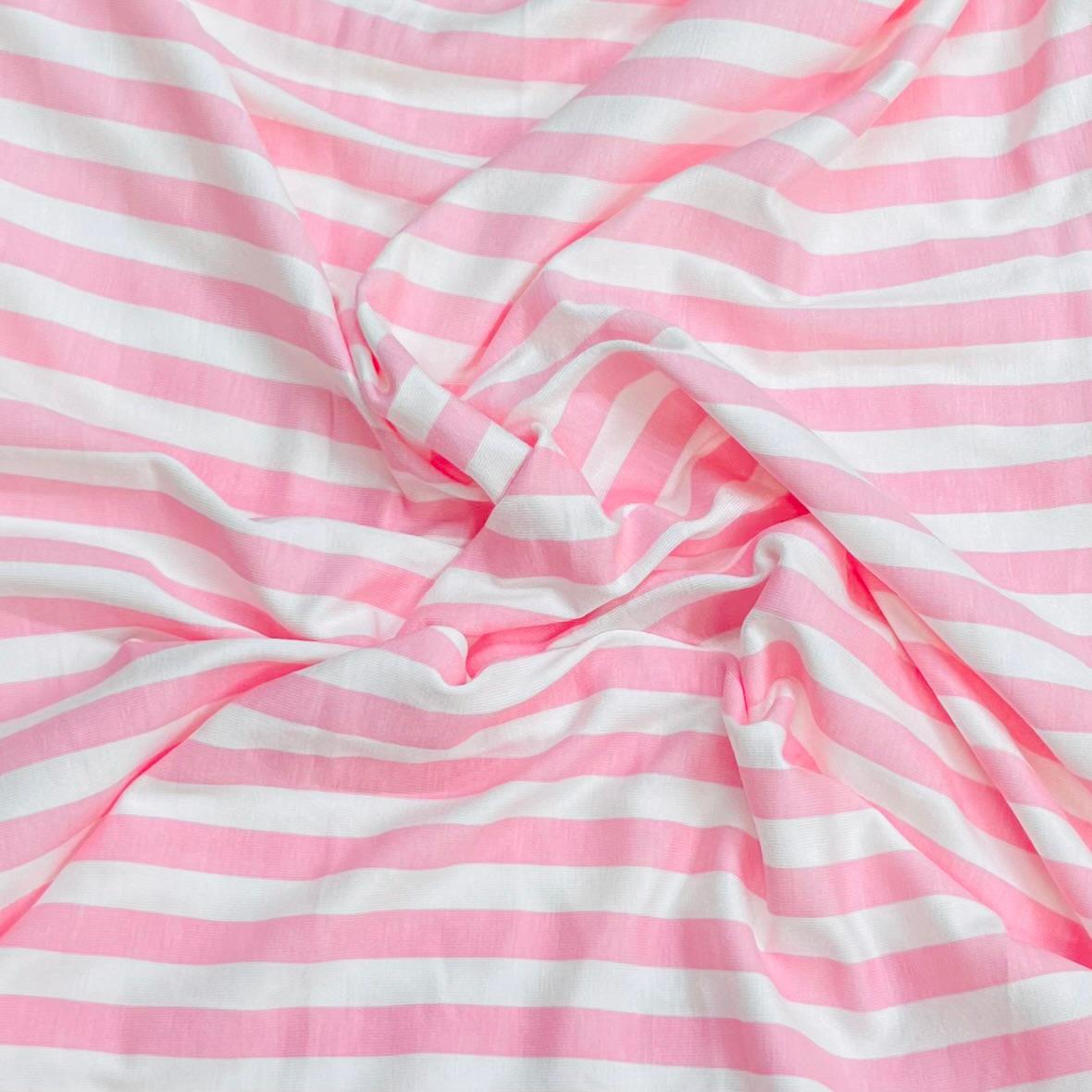 Pound A Metre 3 Metres, Premium Cotton-Feel Jersey Fabric – 55” Wide (Pink & White)
