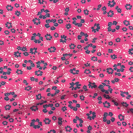 Pound A Metre 3 Metres Premium Cotton Jersey- 55'' Wide -(Cerise Floral)