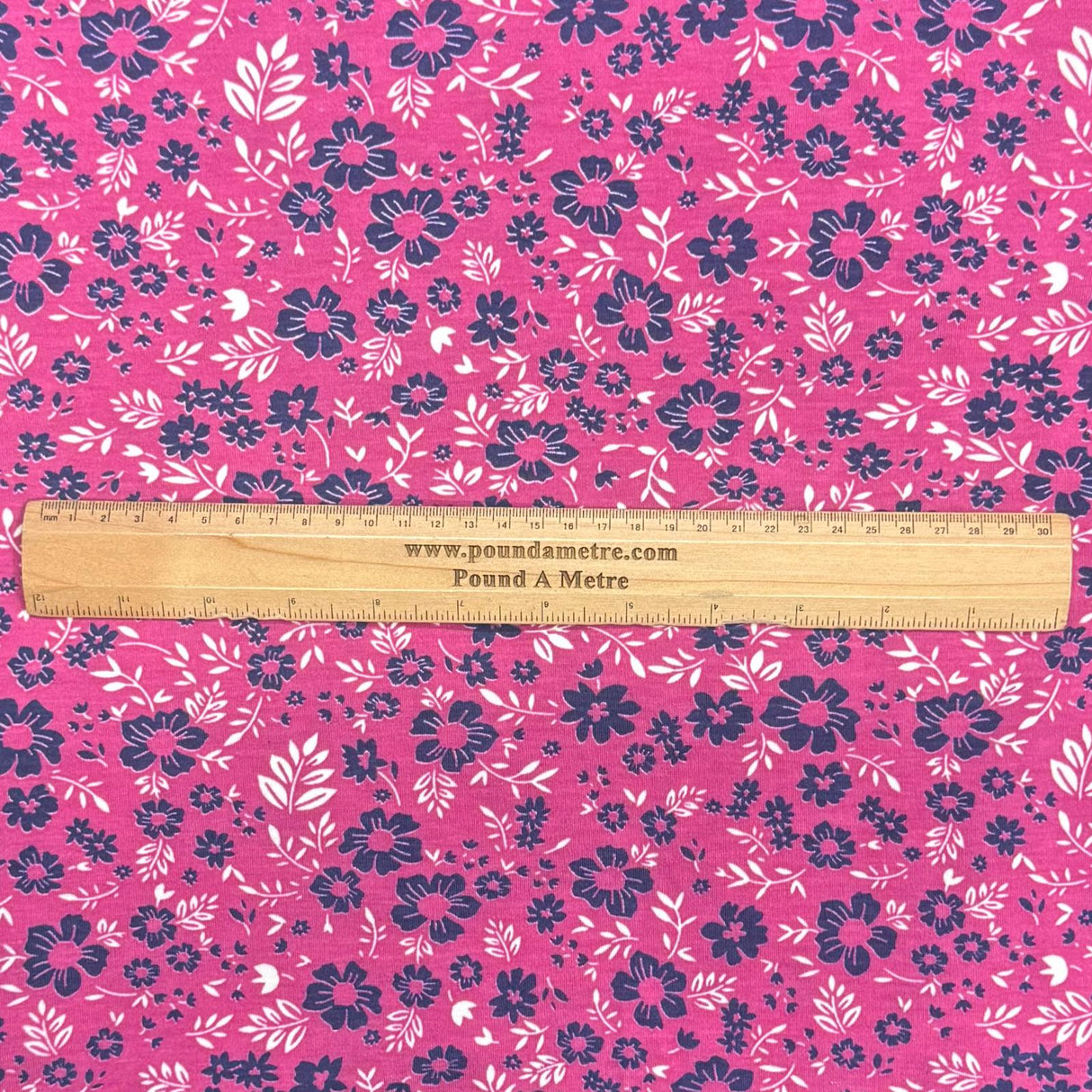 Pound A Metre 3 Metres Premium Cotton Jersey- 55'' Wide -(Cerise Floral)