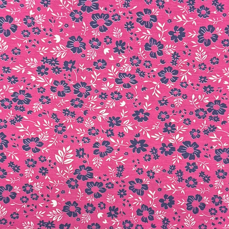 Pound A Metre 3 Metres Premium Cotton Jersey- 55'' Wide -(Cerise Floral)