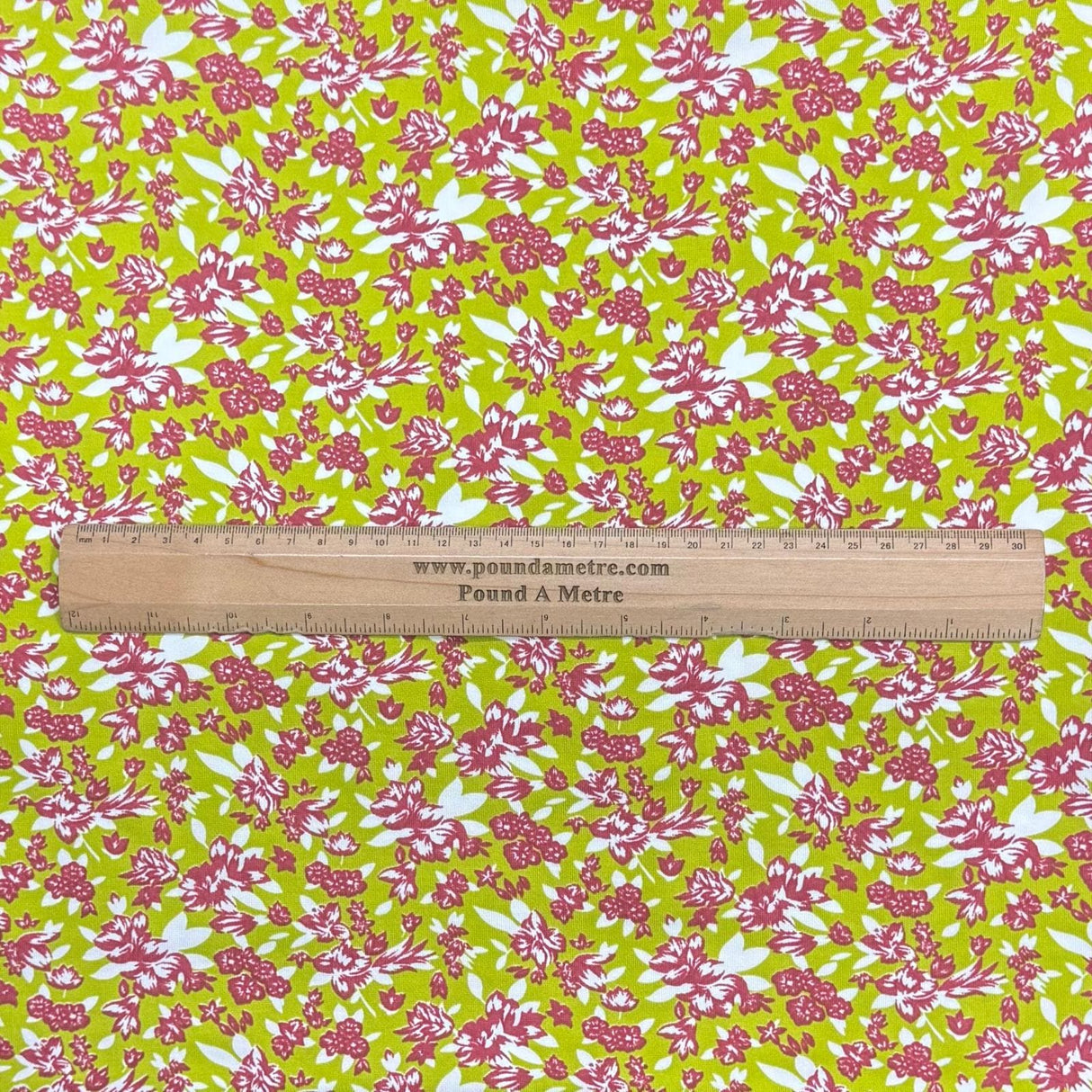 Pound A Metre 3 Metres Premium Cotton Jersey- 55'' Wide -(Green Floral)