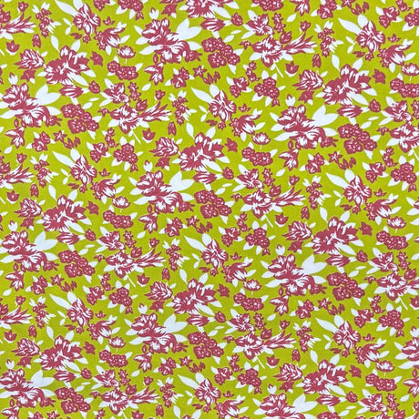 Pound A Metre 3 Metres Premium Cotton Jersey- 55'' Wide -(Green Floral)