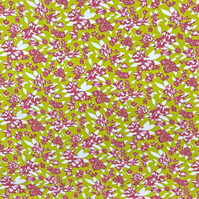 Pound A Metre 3 Metres Premium Cotton Jersey- 55'' Wide -(Green Floral)