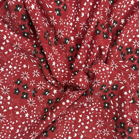 Pound A Metre 3 Metres Premium Cotton Jersey- 55'' Wide -(Red Floral)