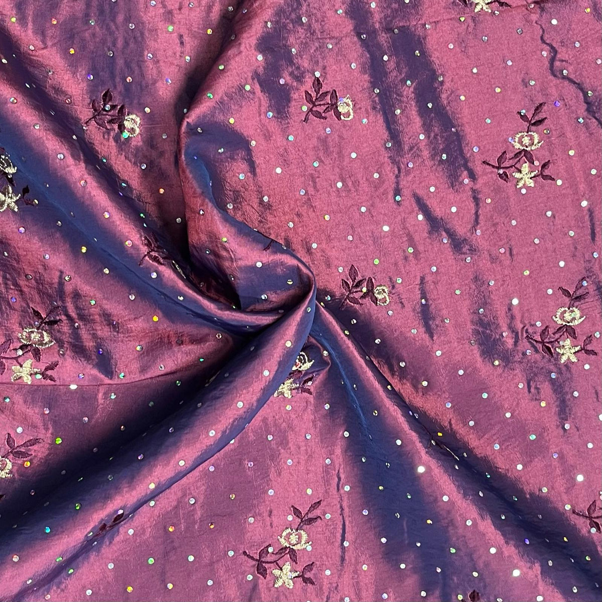 Pound A Metre 3 Metres Premium Diamante Taffeta Fabric – 55" Wide (Tone)