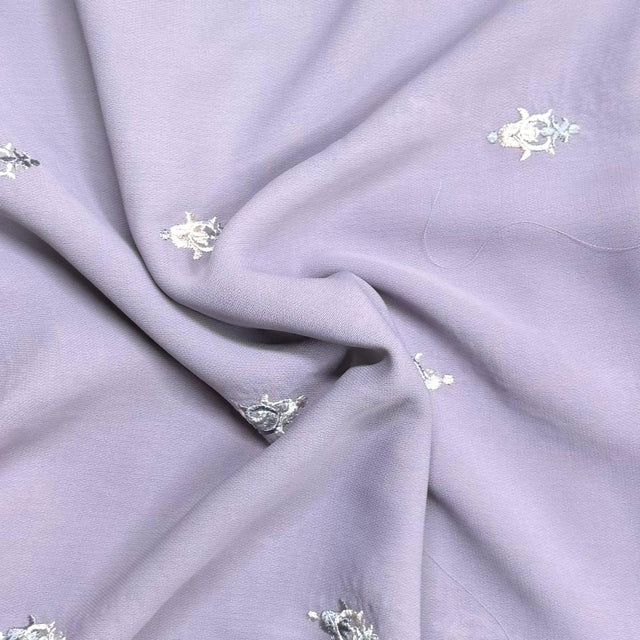Pound A Metre 3 Metres Premium Embroidered Crepe Fabric – 55" Wide (Lilac)
