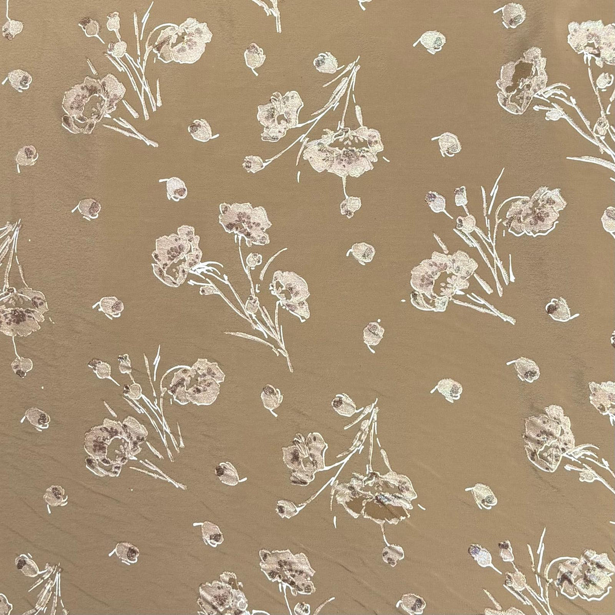 Pound A Metre 3 Metres Premium Foil Printed Crepe Fabric – 45" Wide (Brown)