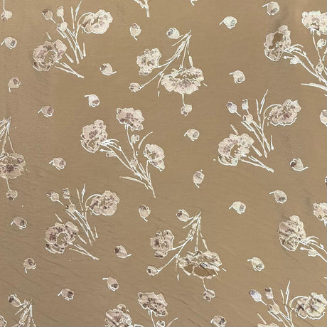 Pound A Metre 3 Metres Premium Foil Printed Crepe Fabric – 45" Wide (Brown)