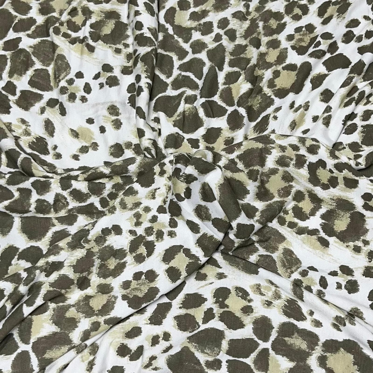 Pound A Metre 3 Metres Premium Printed Cotton Feel Jersey- 55'' Wide -(White & Sage)