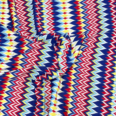 Pound A Metre 3 Metres Premium Printed Cotton Feel Jersey- 55'' Wide -(Zigzag)