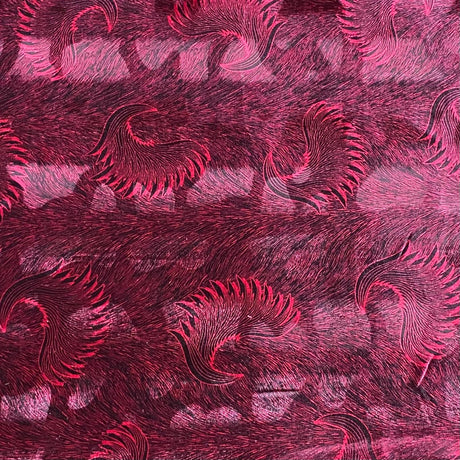 Pound A Metre 3 Metres 3 Metres Premium Printed Spandex Velvet 55" Wide (Maroon Feather)