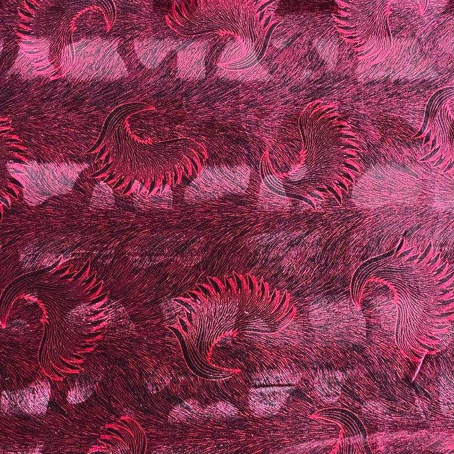 Pound A Metre 3 Metres 3 Metres Premium Printed Spandex Velvet 55" Wide (Maroon Feather)