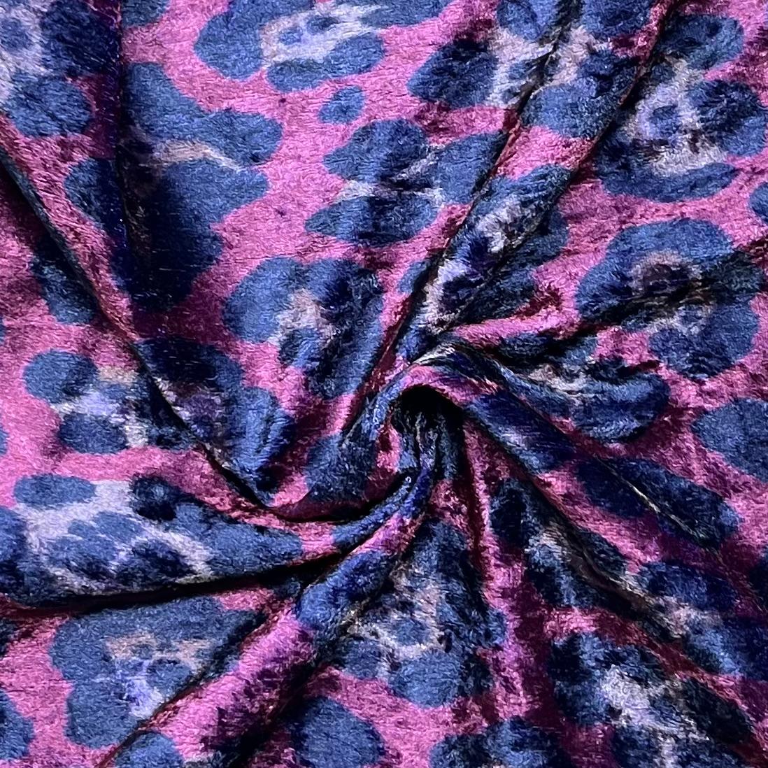 Pound A Metre 3 Metres Premium Printed Spandex Velvet 55" Wide (Maroon)