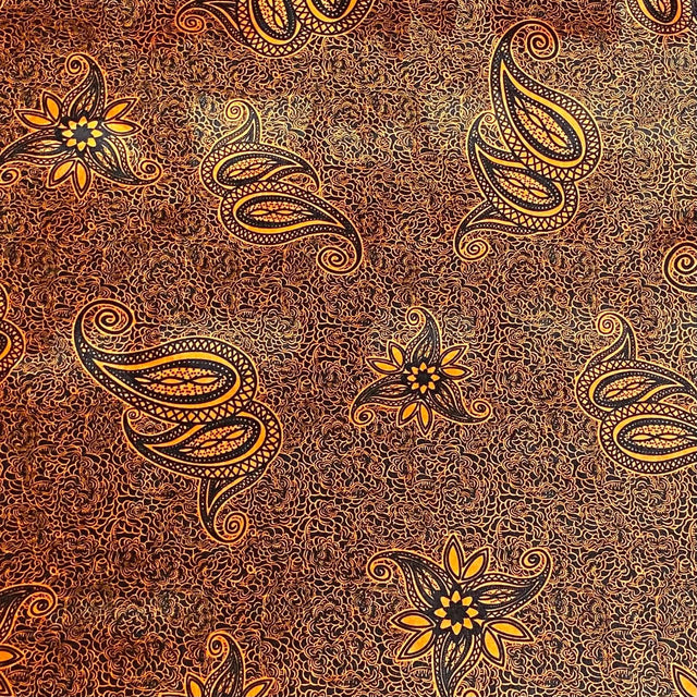Pound A Metre 3 Metres 3 Metres Premium Printed Spandex Velvet 55" Wide (Orange Paisley)
