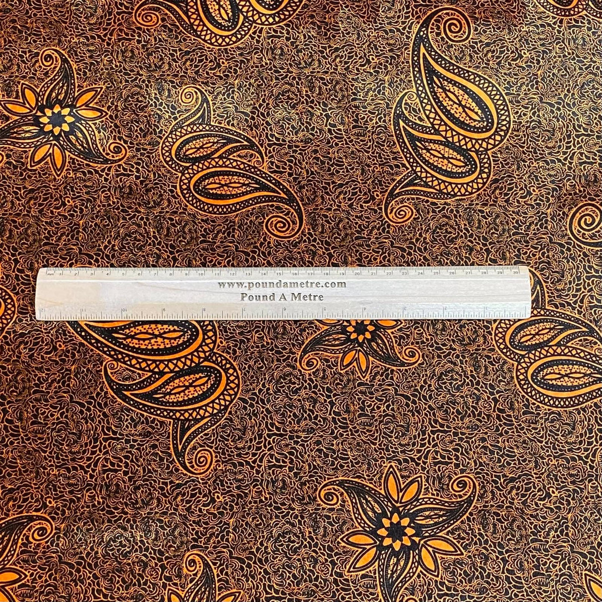 Pound A Metre 3 Metres 3 Metres Premium Printed Spandex Velvet 55" Wide (Orange Paisley)