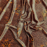 Pound A Metre 3 Metres 3 Metres Premium Printed Spandex Velvet 55" Wide (Orange Paisley)