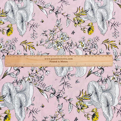 Pound A Metre 3 Metres, Premium Quality, Printed Dressmaking Viscose - 55" Wide (Baby Pink Floral)