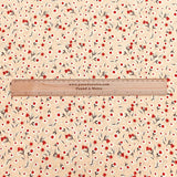 Pound A Metre 3 Metres, Premium Quality, Printed Dressmaking Viscose - 55" Wide (Beige & Red Floral)