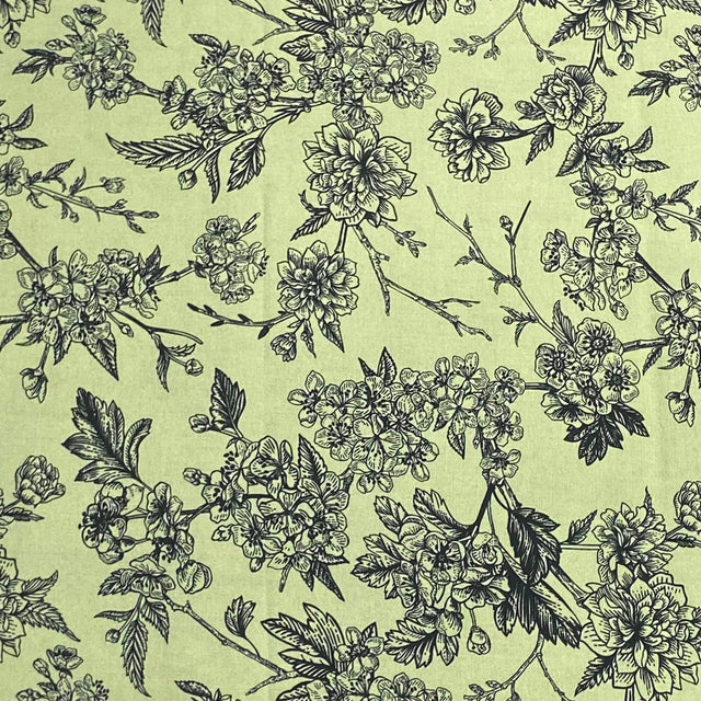 Pound A Metre 3 Metres, Premium Quality, Printed Dressmaking Viscose - 55" Wide (Green & Black)