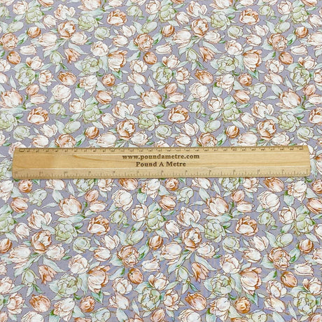 Pound A Metre 3 Metres, Premium Quality, Printed Dressmaking Viscose - 55" Wide (Grey Blossom)