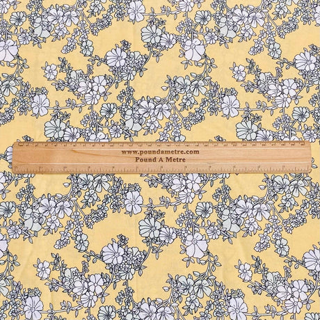 Pound A Metre 3 Metres, Premium Quality, Printed Dressmaking Viscose - 55" Wide (Mustard Flower)