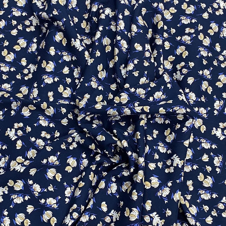 Pound A Metre 3 Metres, Premium Quality, Printed Dressmaking Viscose - 55" Wide (Navy)
