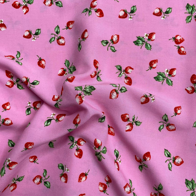 Pound A Metre 3 Metres, Premium Quality, Printed Dressmaking Viscose - 55" Wide (Strawberry)