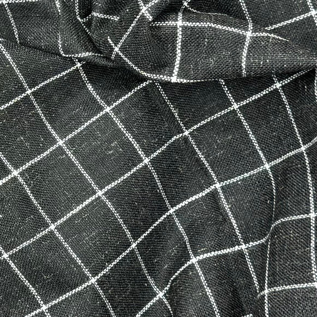 Pound A Metre 3 Metres Premium Wool Rich Fabric 55" Wide (Black Check)