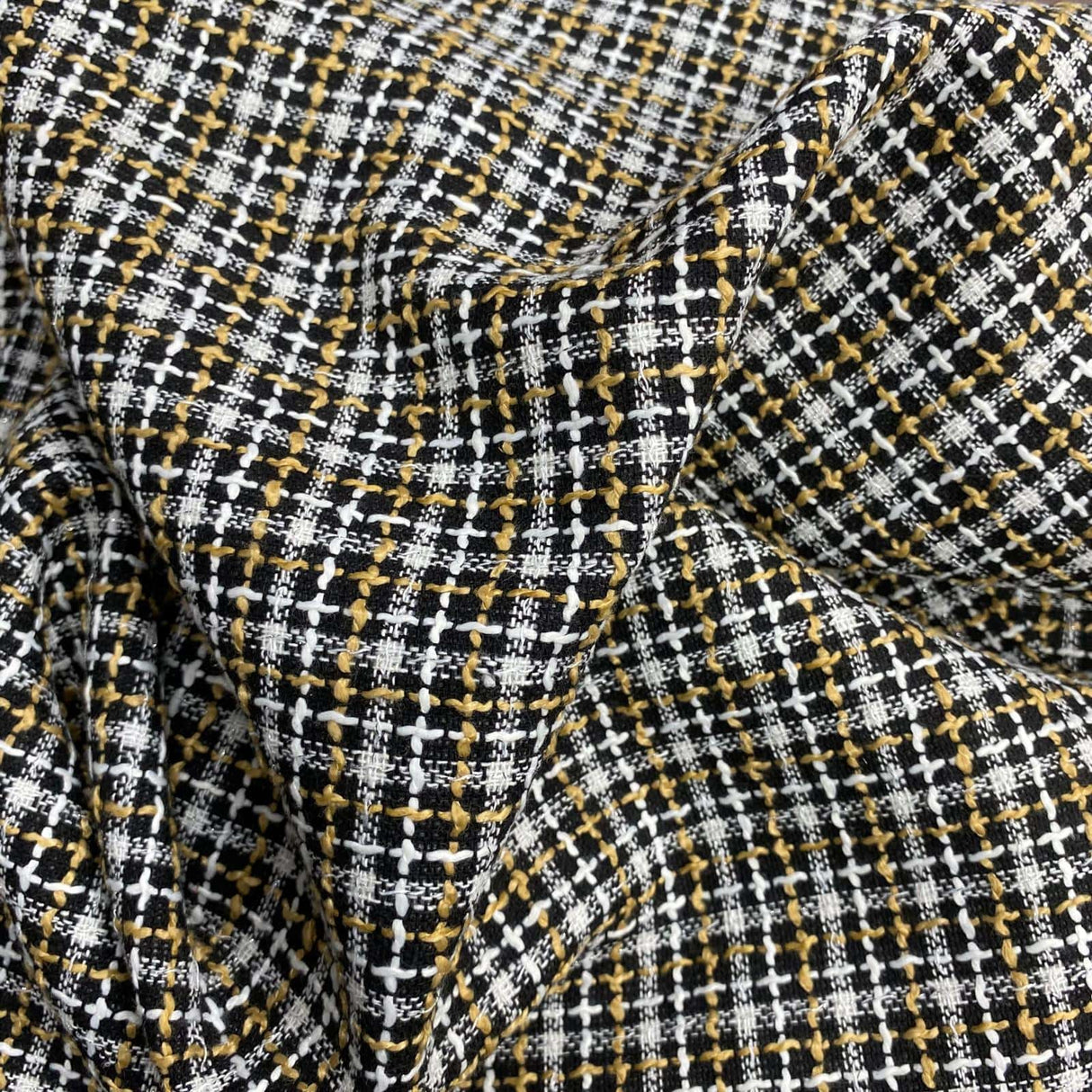 Pound A Metre 3 Metres 3 Metres Premium Wool Rich Fabric 55" Wide (Black, White & Gold)